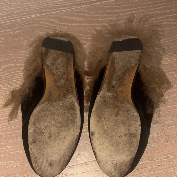 Gucci Black Loafers with Brown Fur Lining Princeton Mules - Picture 4 of 4